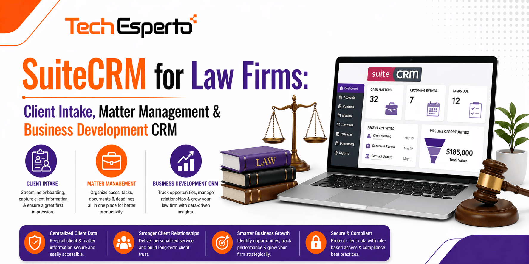 SuiteCRM for Law Firms: Client Intake, Matter Management & Business Development CRM