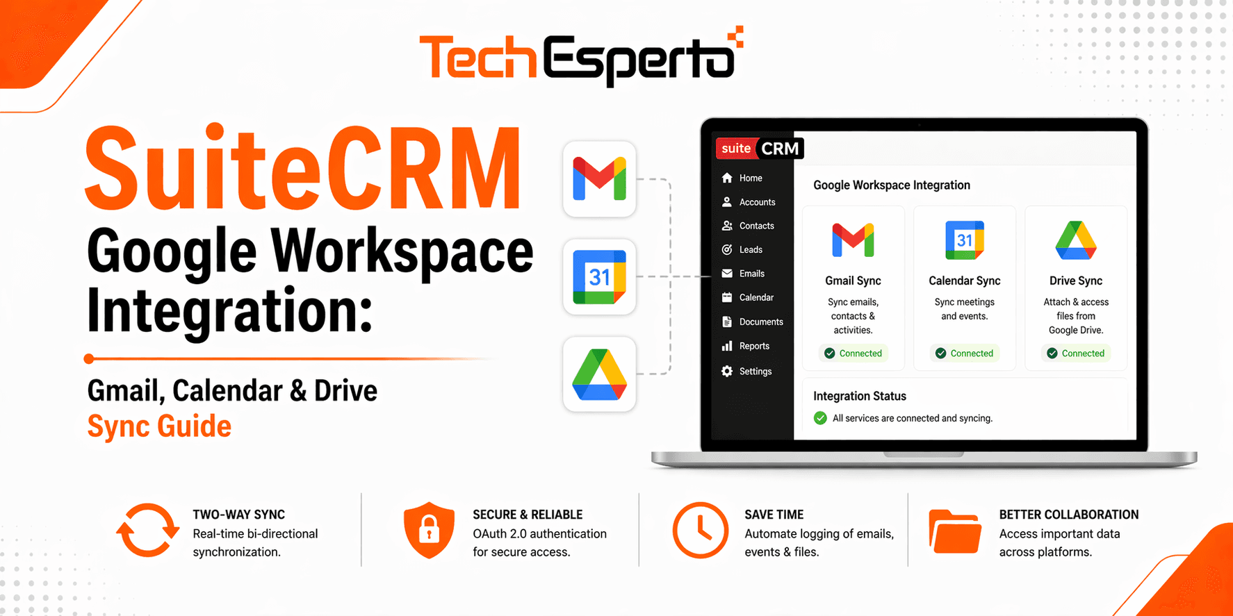 SuiteCRM Google Workspace Integration: Gmail, Calendar & Drive Sync Guide