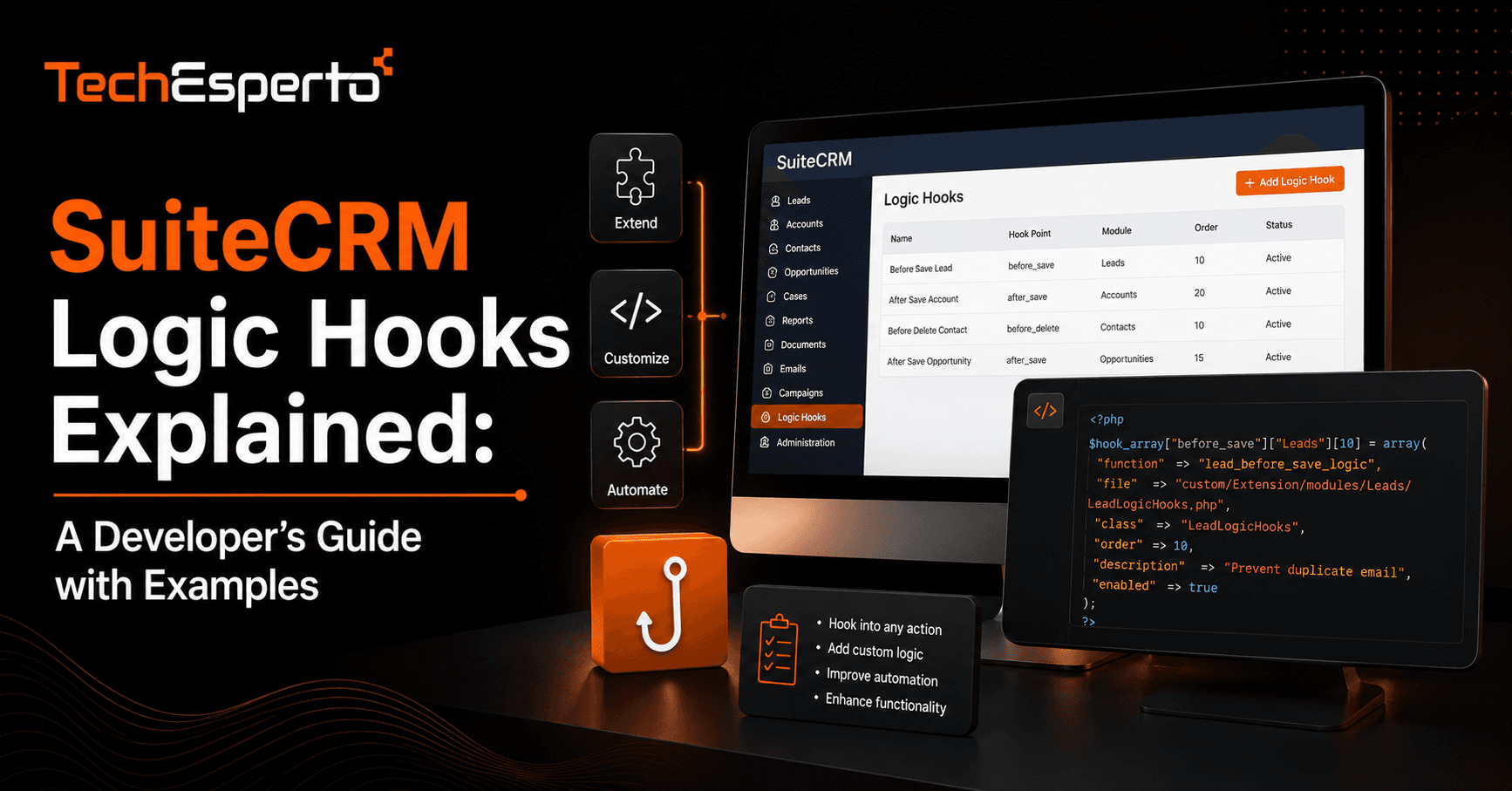 SuiteCRM Logic Hooks Explained: A Developerโs Guide with Examples