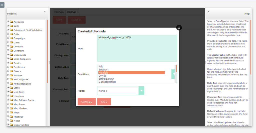 SuiteCRM Calculated flield plugin demo