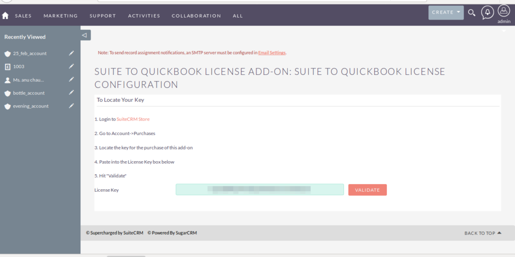 suitecrm quickbook